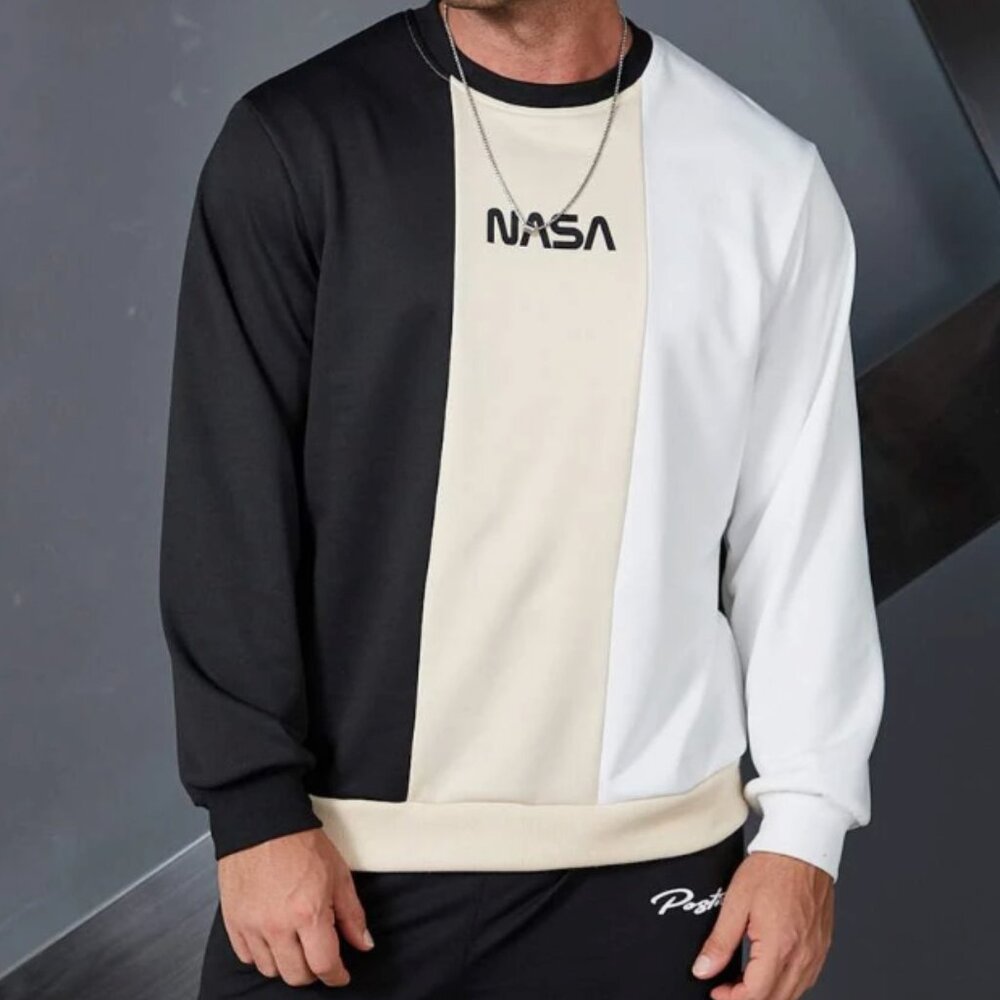 Men’s NASA Crew Neck Sweatshirt – Casual Sporty Style – Size XL (Tan, Black, Whi